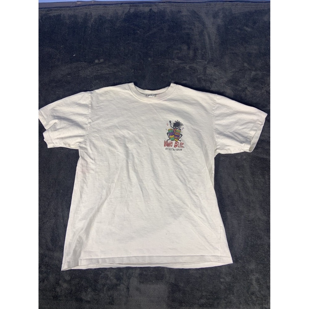 Vintage Irie Blue St Kitts Nevis Jammin Wid Pan T-Shirt Single Stitch Medium